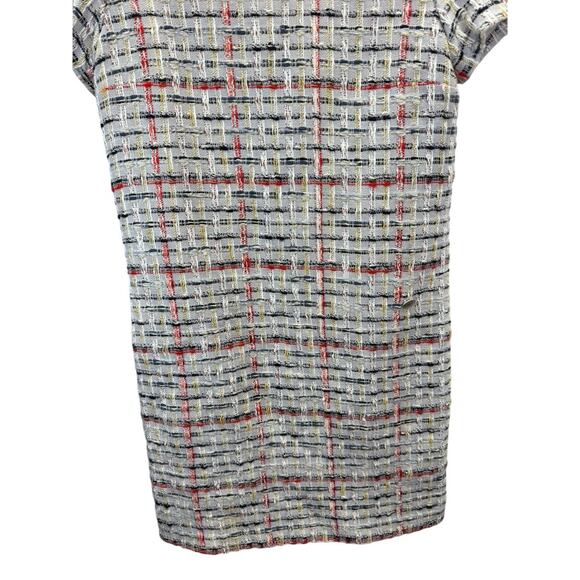Chanel 18P Grey Tweed Midi Dress FR36 US4 Short Sleeve CC Logo Button Silk - Picture 6 of 16